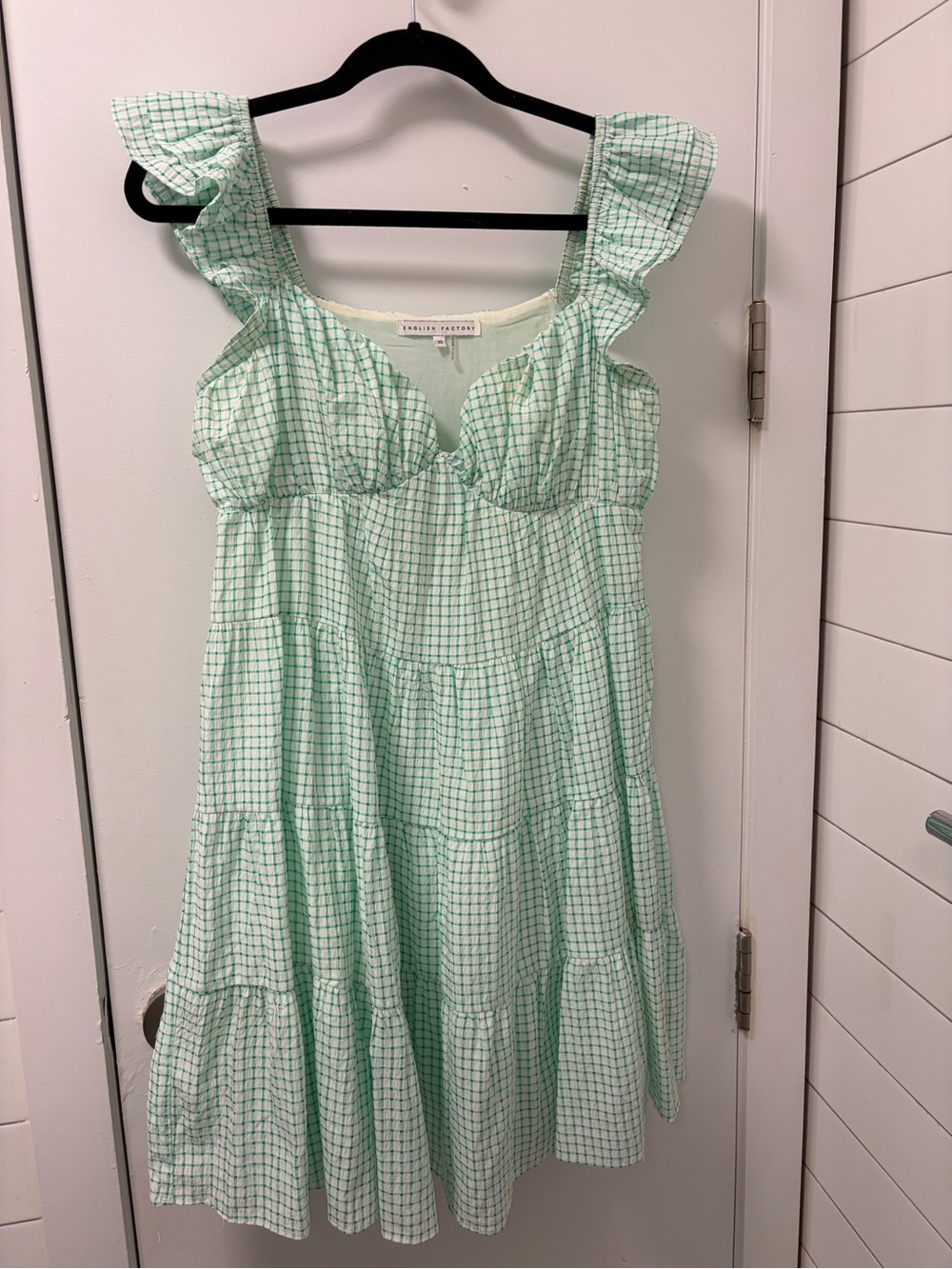 Women’s English Factory Mint Gingham Ruffle Strap Sundress
